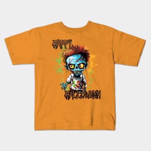 Spooky Zombie Boy Happy Halloween Kids T-Shirt